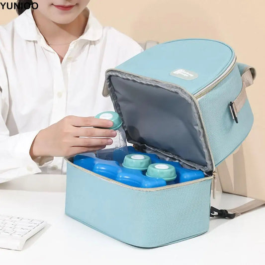 Multifunctional Maternity Backpack Double Layer Lightweight Breastmilk Cooler Bag Large Capacity Portable Lunch Bag Women Kid