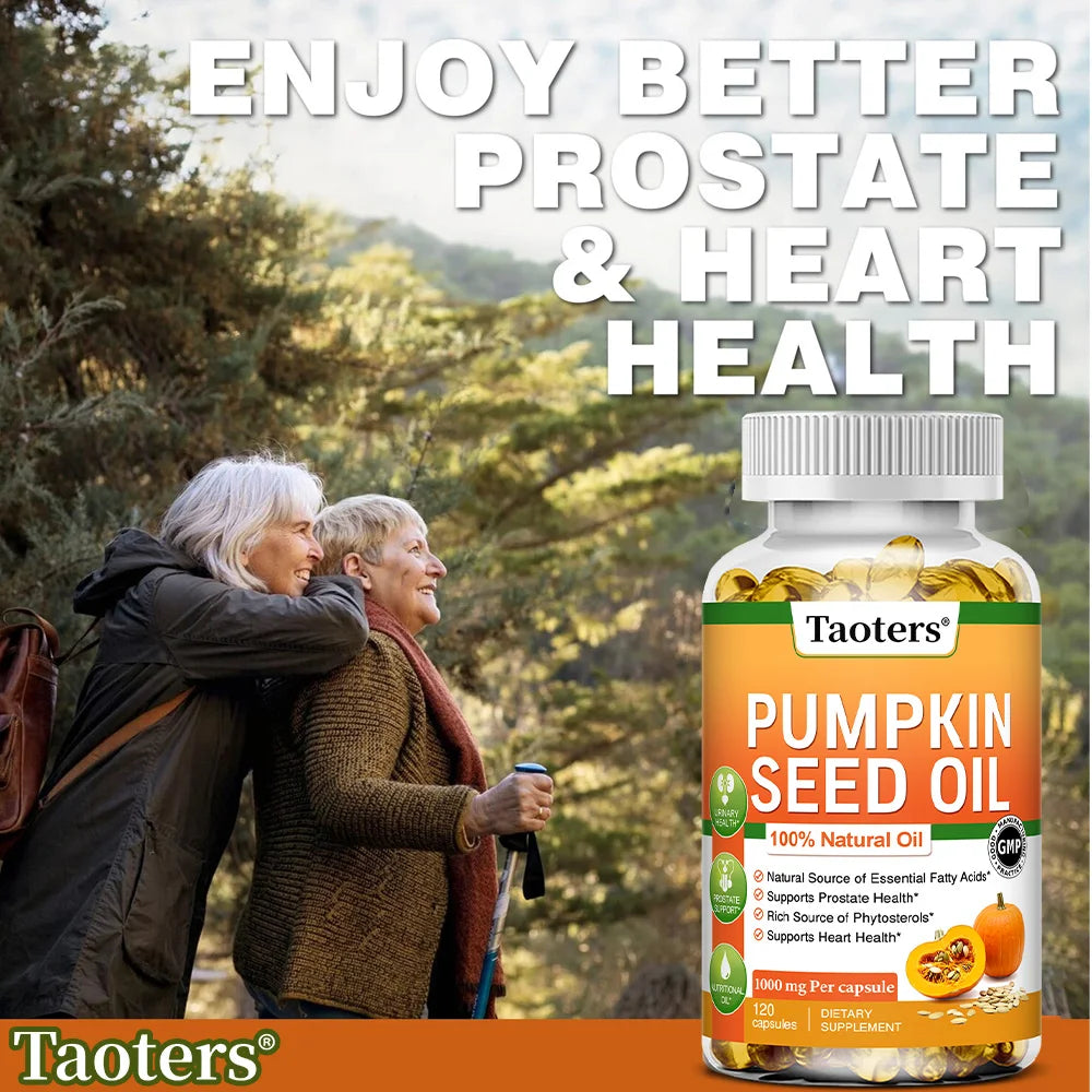 Pumpkin Seed Oil Capsules - Promotes Hair Growth, Urinary Tract and Prostate Health, Cardiovascular Support | Non-GMO