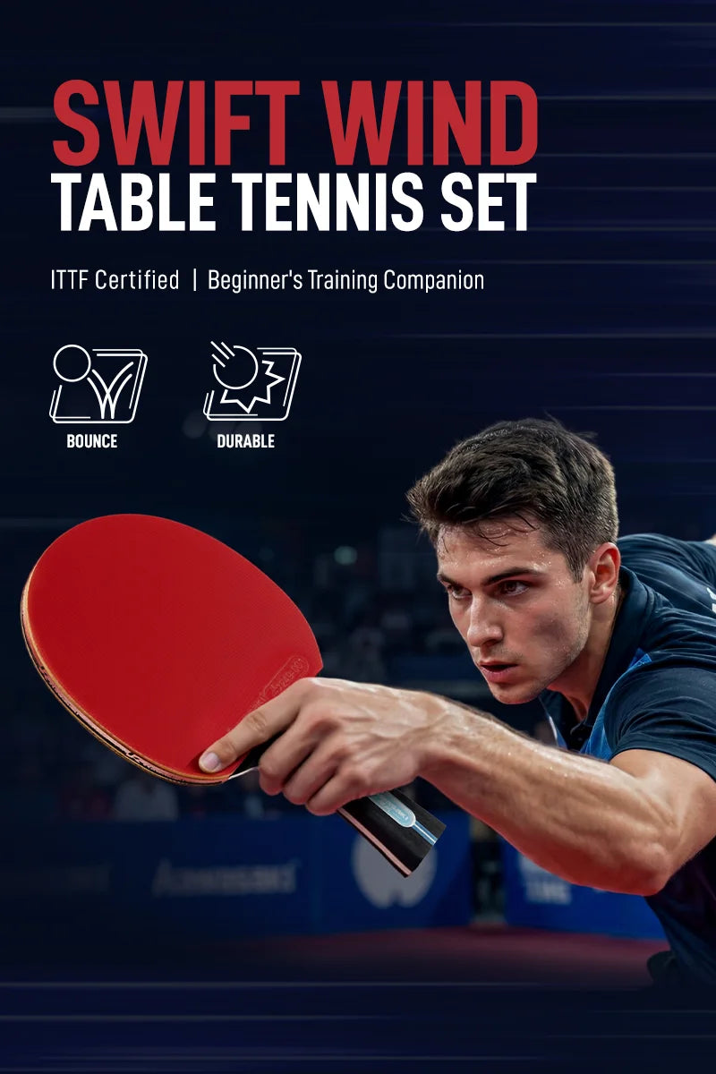 Kawasaki Table Tennis Set 2 Rackets 3 Balls with Case, ITTF Certified 7-Ply Blade for Beginners Training Ping Pong Paddle