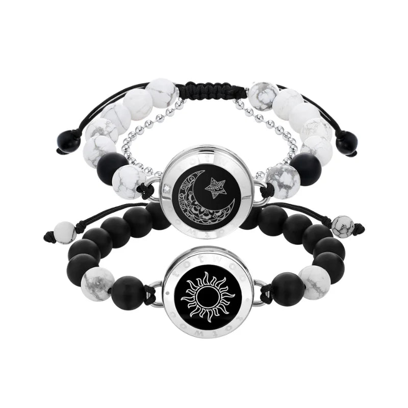 Totwoo Touch Smart Beaded Bracelets for Couple Emotional Bluetooth Jewelry Gift for Girlfriend Boyfriend Anniversary Birthday