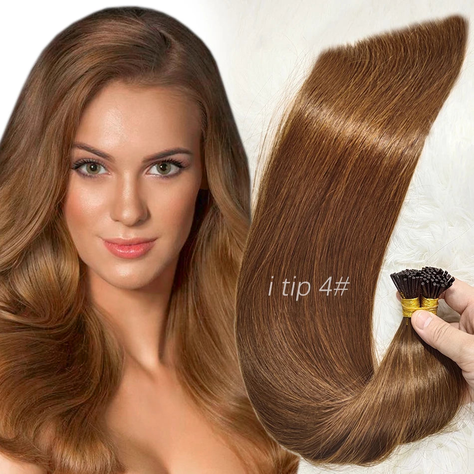 Human Hair i tip 100% human hair extensions Keratin Straight Brazilian Remy Human Hair Natural Capsule Hair Extension  30 inch