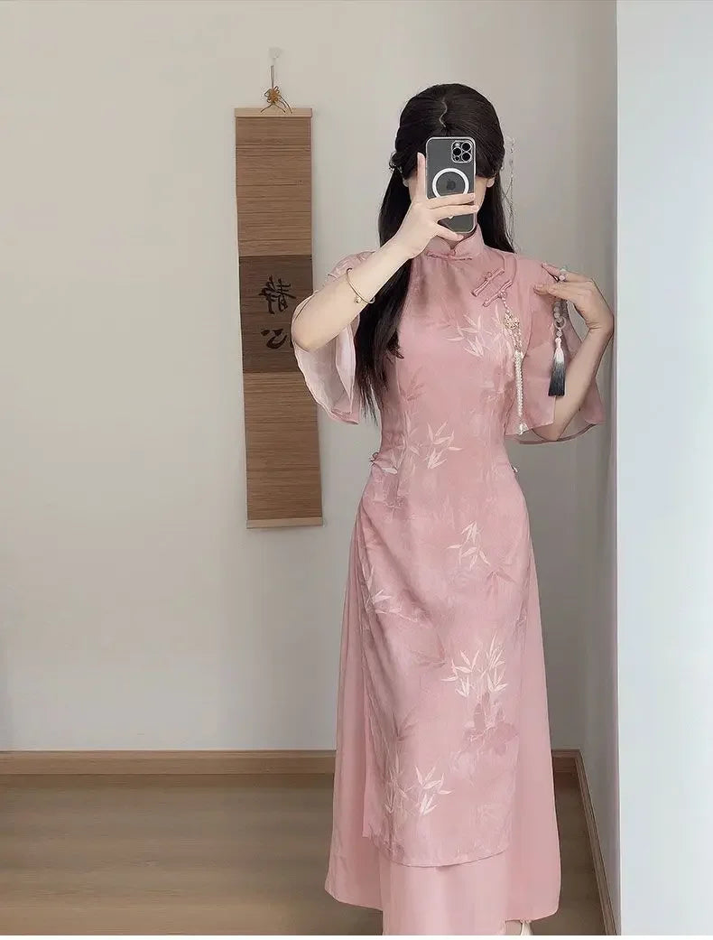 New Chinese Pink 2025 New Slim and Slim Summer Dress
