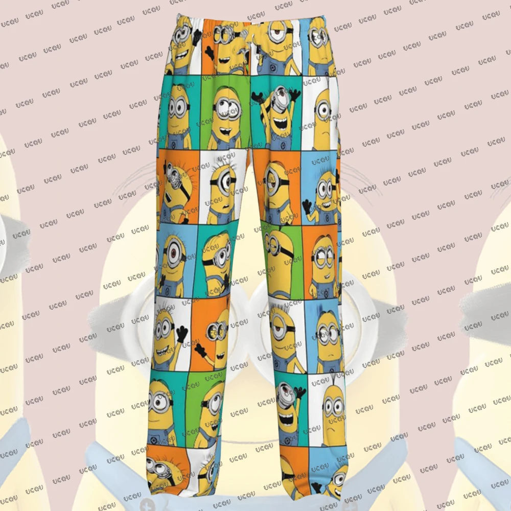 Despicable Me Minions Hoodies Autumn Winter Cotton Hoodie With Pajamas Pants Oversized Suits For Adult/Kids Men Women Clothes