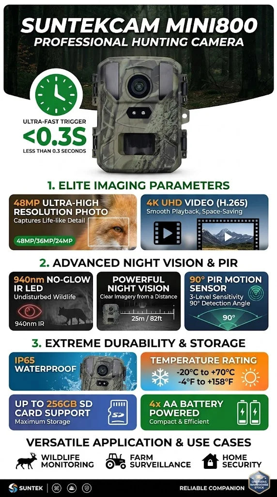 24MP 4K1080P Mini Trail Hunting Camera Wildlife Night Vision Wild Hunter Cam Mini800 Photo Trap Surveillance Tracking