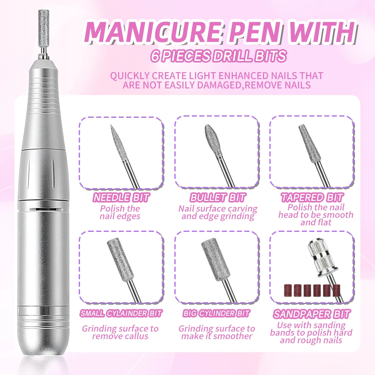 45000RPM Electric Nail Drill Machine With LCD Display Rechargeable Portable Nail File Set for Gel Nails Polish Nail Art Tools