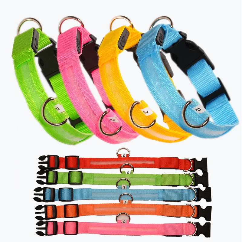 LED Illuminated Dog Collar Adjustable Flashing Lights USB Rechargeable Suitable For Small,Medium,Large,Dog Pet Safety Harness