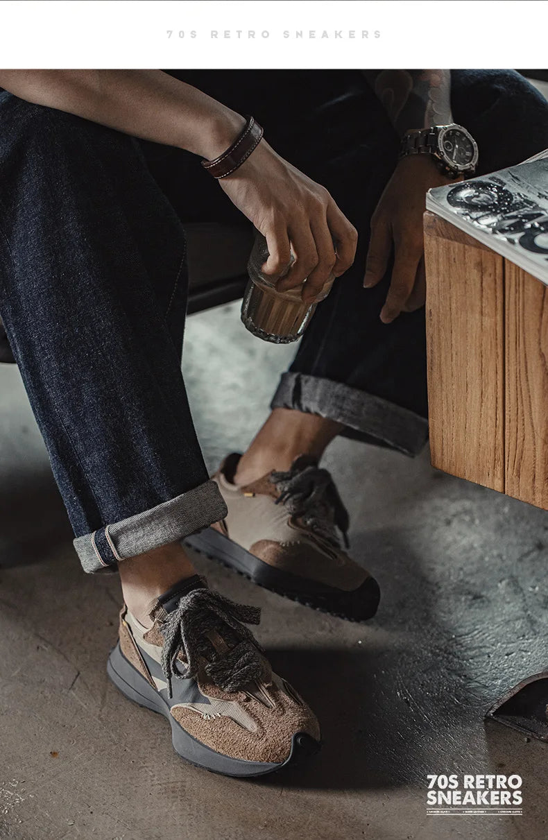 Maden Retro 70's Casual Sneakers for Men's Fall and Winter Thick Sole Sporty Jogging Breathable Casual Shoes