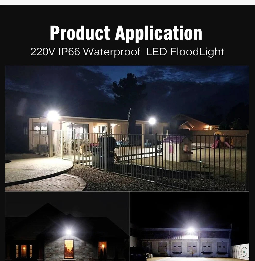 LED Floodlight Spotlight AC220V AC110V Ultra-bright Waterproof Light 10W 20W 30W 50W 100W 150W 200W 300W Garage Factory Lighting