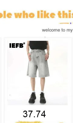 IEFB Workwear Men's Denim Shorts Multi Pocket Wide Leg Baggy Fit Casual Summer Streetwear Casual Cargo Jeans 9X2957