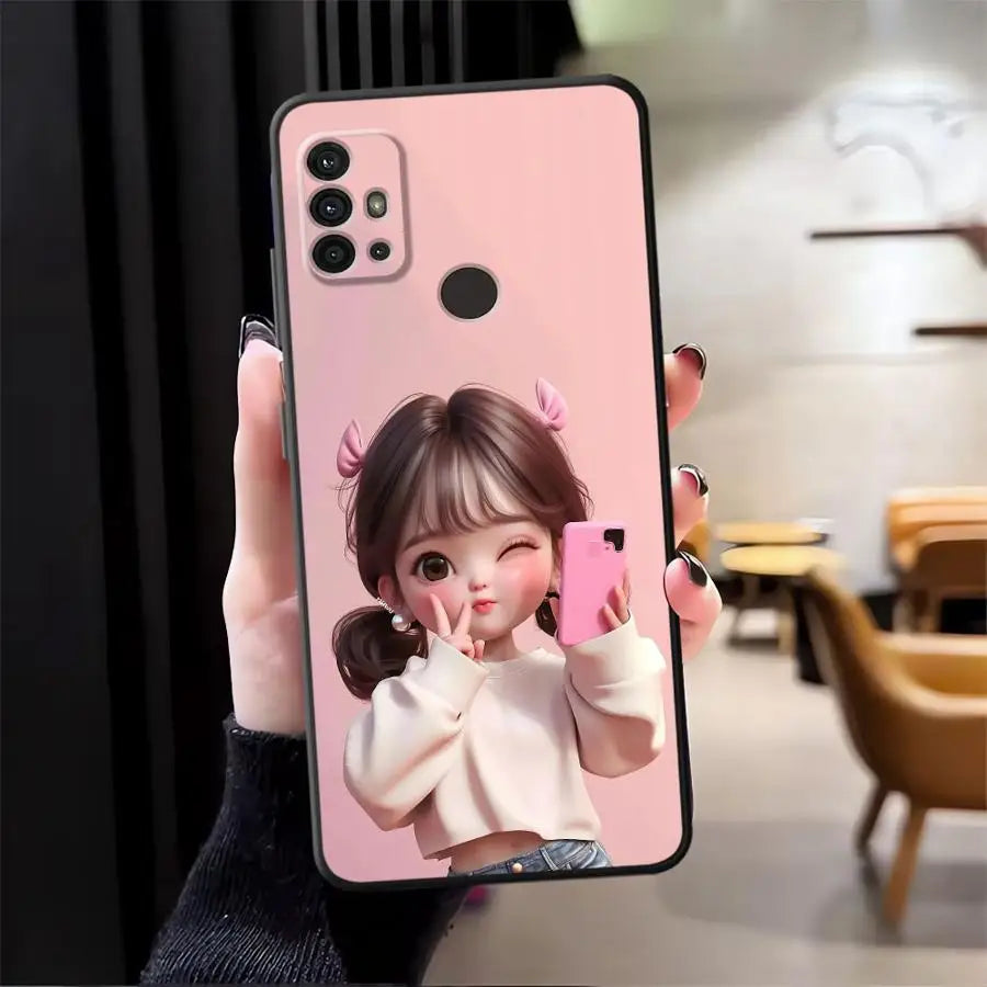 Cartoon Girl Pattern Phone Cover Case for Motorola Moto G50 G60s G32 G71 G52 G22 Edge40 G53 G30 Edge 20 Pro 30 Lite G51 G73