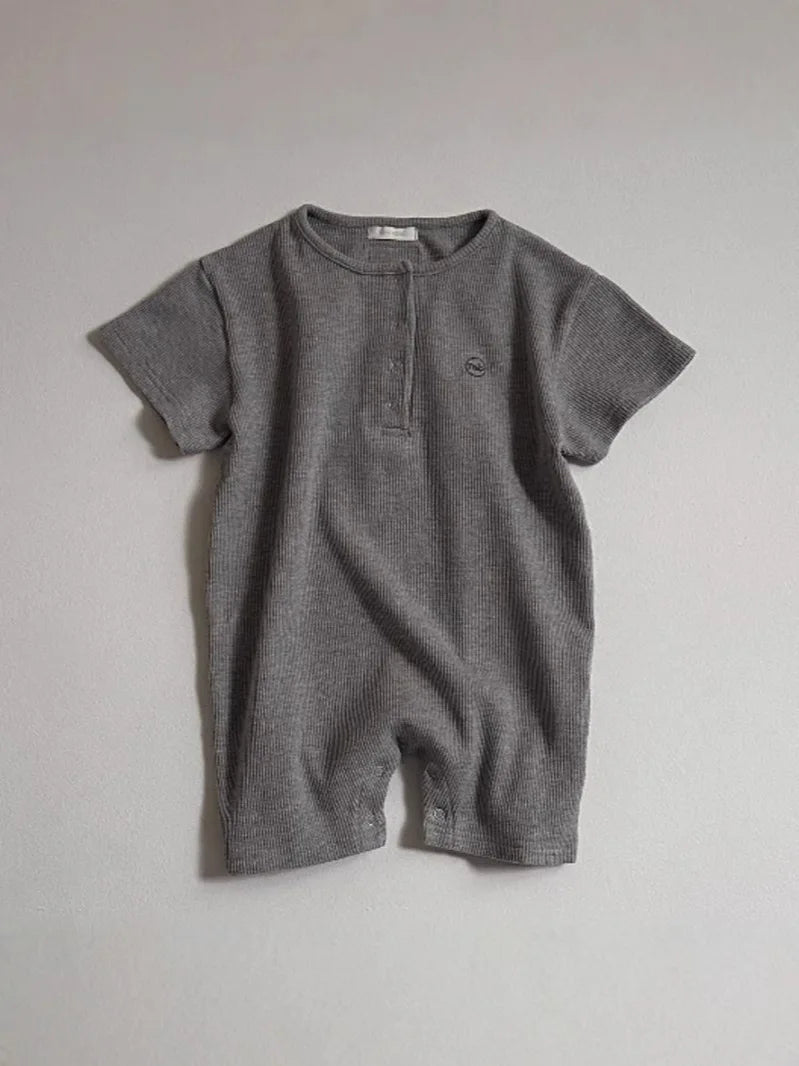2025 Summer New Baby Short Sleeve Romper Boy Girl Newborn Solid Simple Jumpsuit Cotton Infant Toddler Casual Clothes 0-24M