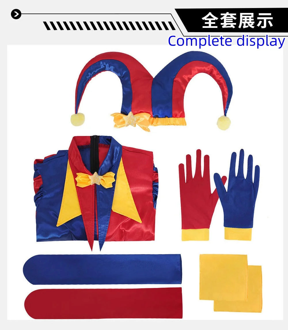 Halloween Carnival Party Outfit Pomni Cosplay Costumes Clown Uniform Anime The Amazing Digital Circus Role Play