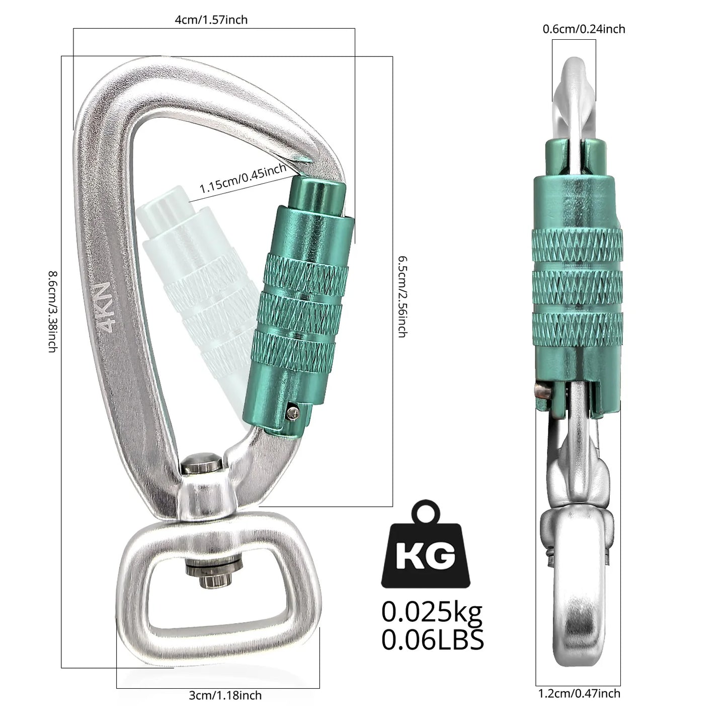 Safety Carabiner Clip Auto Locking 360 Rotational Hook 4KN Pull for Dog Leash Hammocks Backpacks Outdoor Climbing Accessories