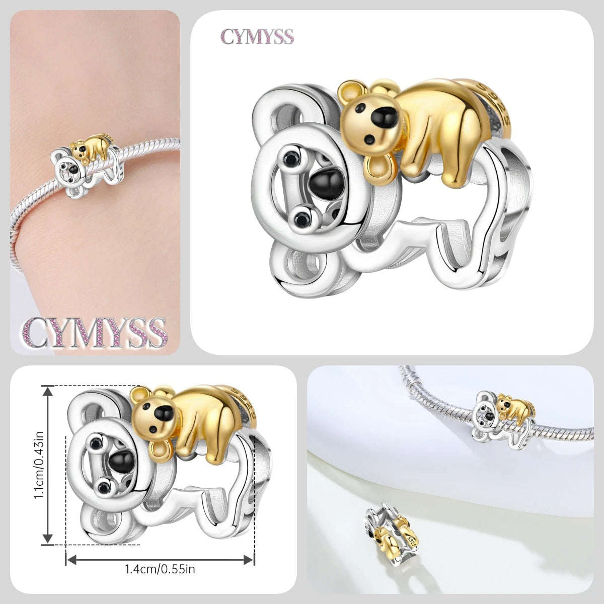 925 Sterling Silver Cute Pet Animal Lion King Pendant DIY Jewelry Beads for Women Bangle Bracelet Necklace Birthday Party Gifts