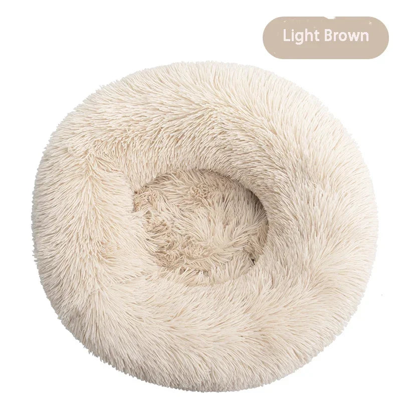 Round Dog Bed Long Plush Pet Kennel Washable Cat House Soft Cotton Mats Sofa For Small Large Dog Chihuahua Dog Basket Pet Bed