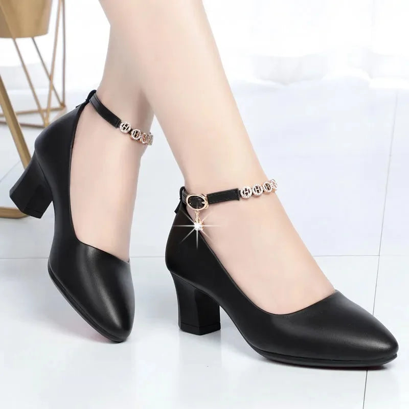 Zapatos De Mujer Women Cute Comfort Buckle Strap Black Patent Leather Height Increased Shoes Lady Cool Wine Red Heel Shoes E818