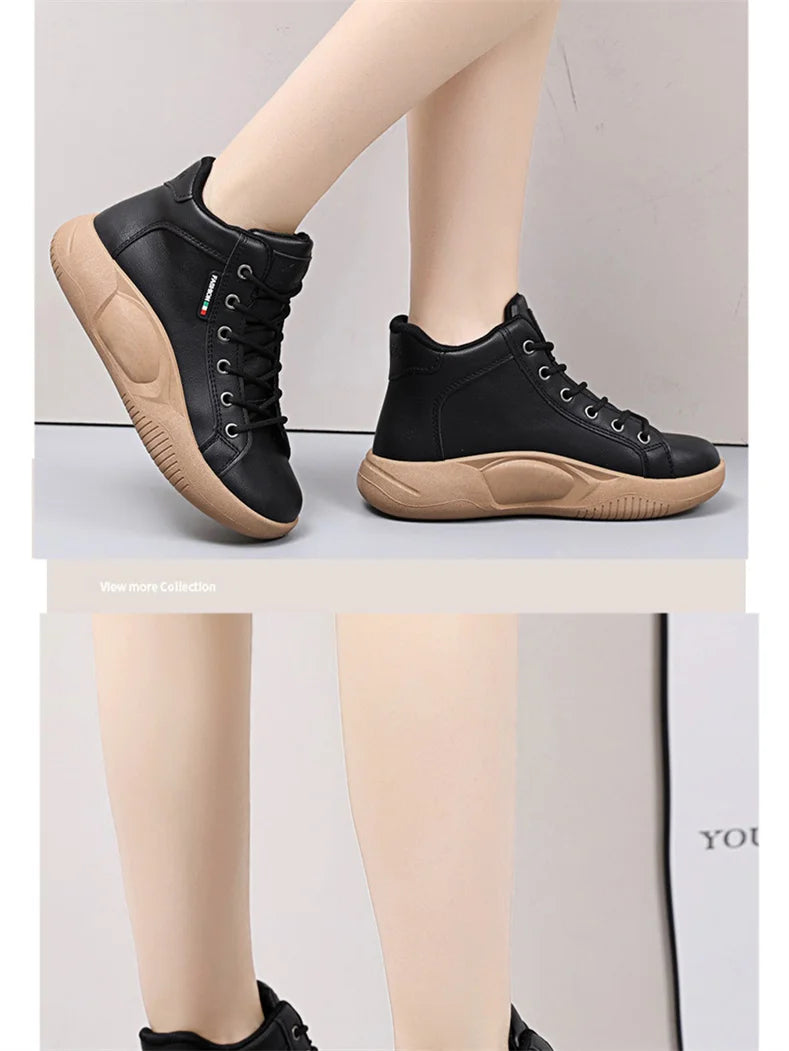 CINESSD Version of High-top Shoes for Female Students Trend of Casual Running Shoe Comfortable Lace-up Sneakers Female Shoes