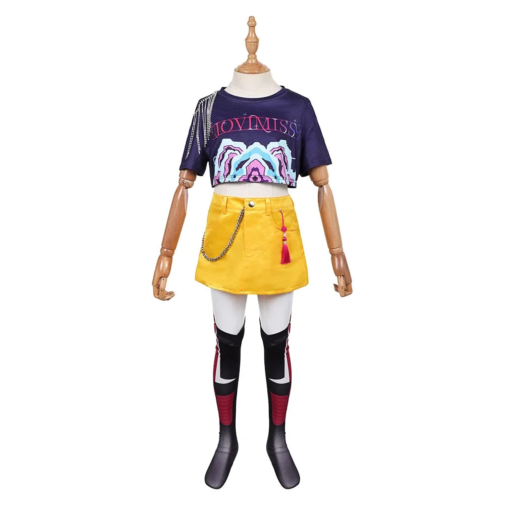2025halloweenDémons enfants Mira Zoey Cosplay 2025 chasseurs Costume filles T-shirt jupe chaussettes tenues Roleplay Halloween