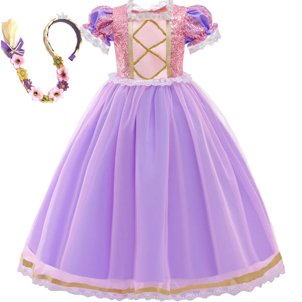 Rapunzel Halloween Costume for Girls Carnival Cosplay Kids Clothes Party Birthday Princess Dress Lace Wedding Christmas Costumes