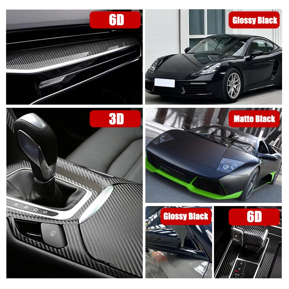 High Gloss Rearview Mirror Wrap Vinyl Car Tuning Stickers Car Styling Interior Films for Car Carbon Fiber Decals for Vehicle