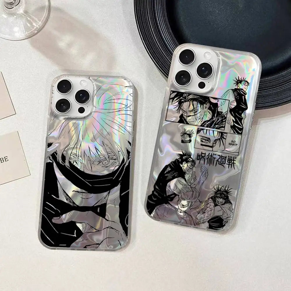 Hot Selling Gojo Satoru Hard Phone Case For IPhone 17 Pro Max 16 15 14 13 12 11 Water Ripple Silver Protective Cover