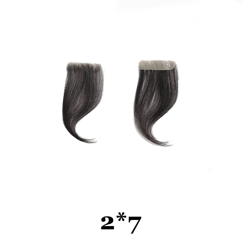 Forehead Patch 100% Human Hair Hairpiece Sideburns Toupee Invisible Seamless Ultra Thin Skin PU Men's Hairline Sideburn Patch