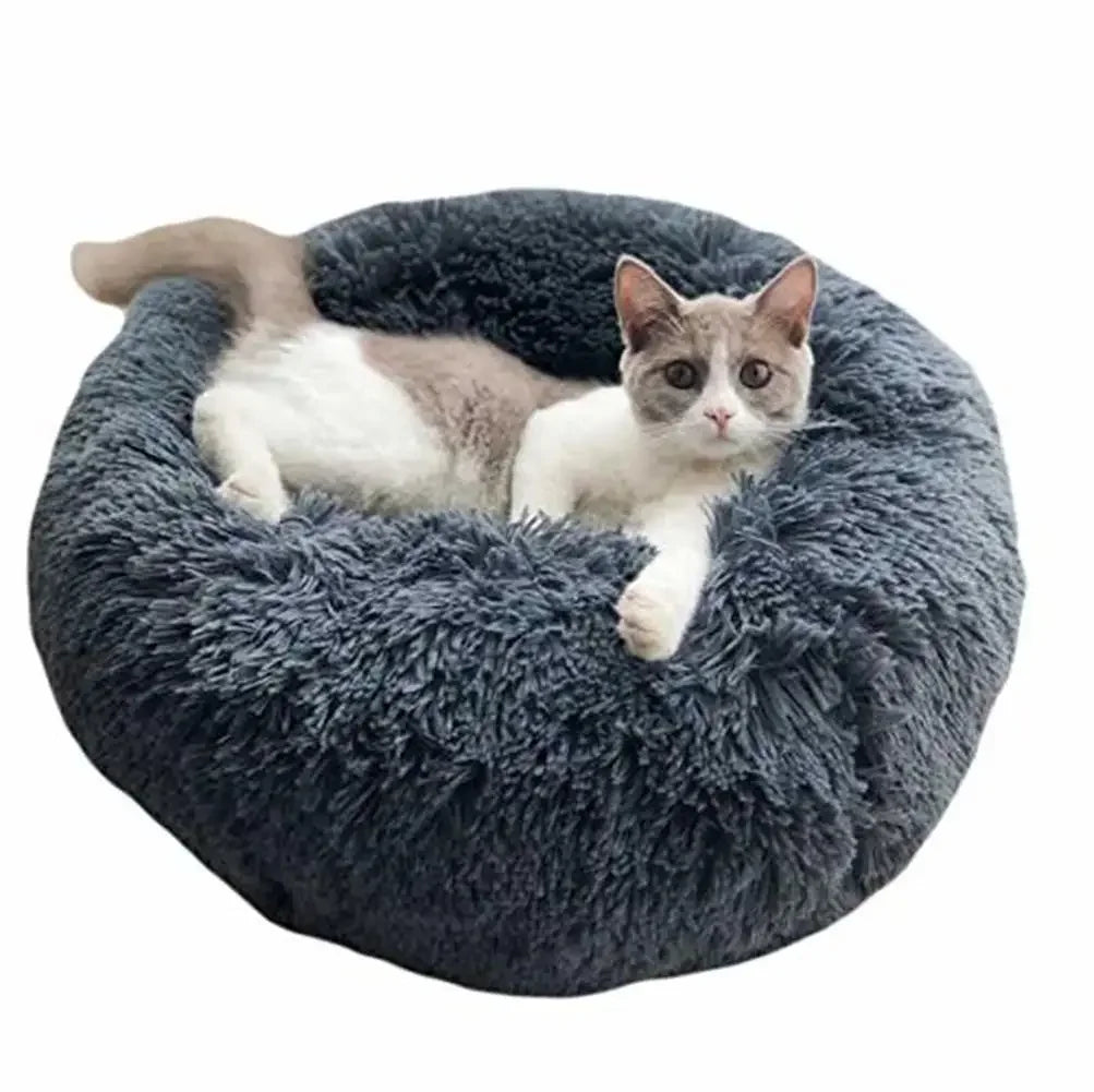 Round Dog Bed Long Plush Pet Kennel Washable Cat House Soft Cotton Mats Sofa For Small Large Dog Chihuahua Dog Basket Pet Bed