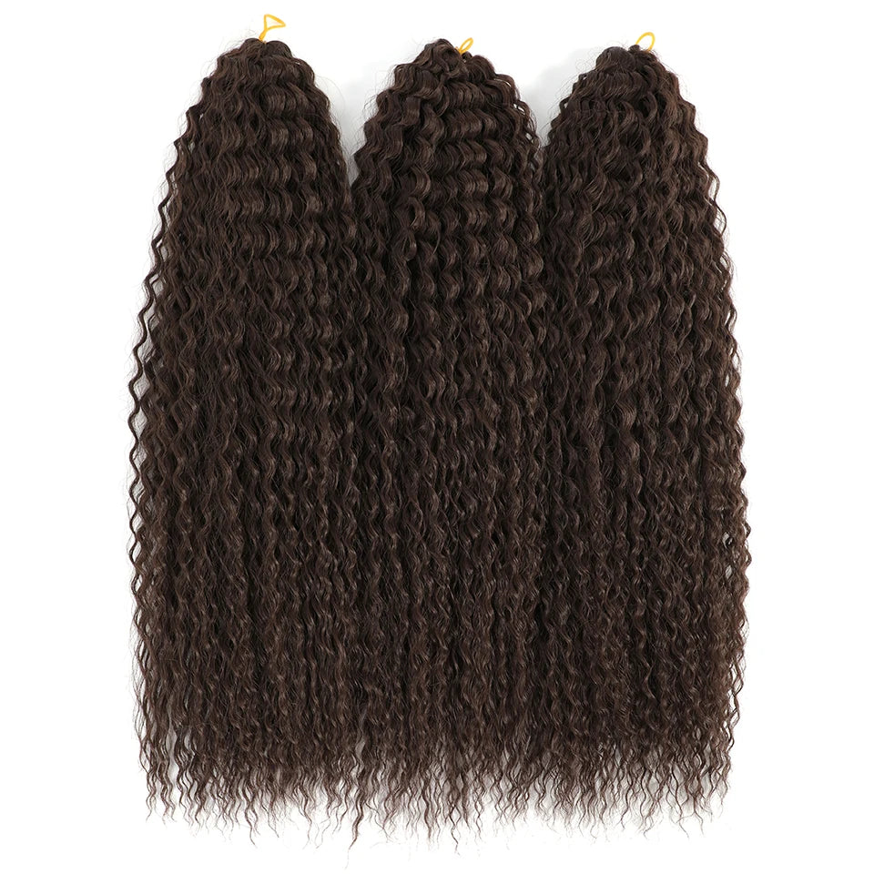 3-7Pcs Synthetic Brazilian Crochet Braids Hair for Women 20-28" Ombre White African Curls Kinky Curly Braiding Hair Extensions