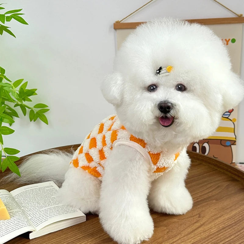 Autumn Winter Dog Warm Vest Fleece Dog Clothes Luxury Plaid Puppy Hoodies Chihuahua Bichon Yorkie Clothing Dog Pullover Pet Coat