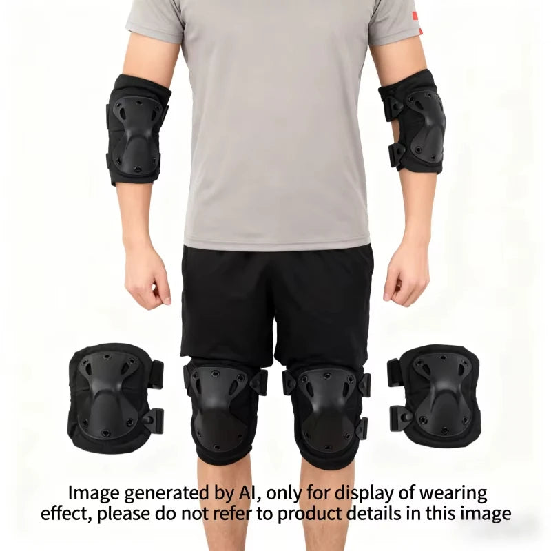 4Pcs Tactical Knee & Elbow Pads Set,Outdoor Protective Gear for Cycling, Mountaineering, Hiking & All Outdoor Sports