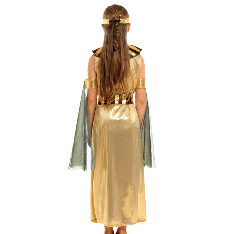 Halloween parent-child costume: Ancient Egyptian king Pharaoh goddess Cleopatra Cosplay costumes golden ancient Egyptian role-pl