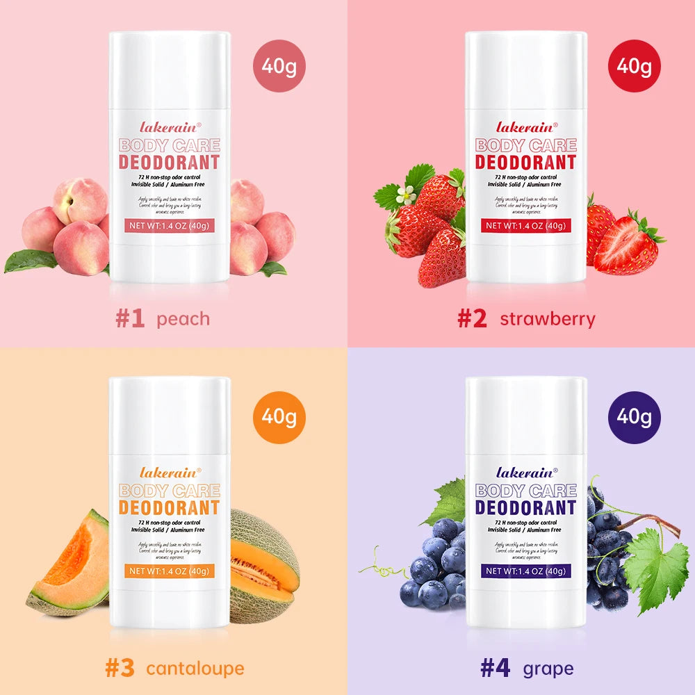 Lakerain Body Care Deodorant Long-Term Odor Control Natural Ingredients Aluminum-Free Sweet Fruity Aroma  Full Body Deodorant