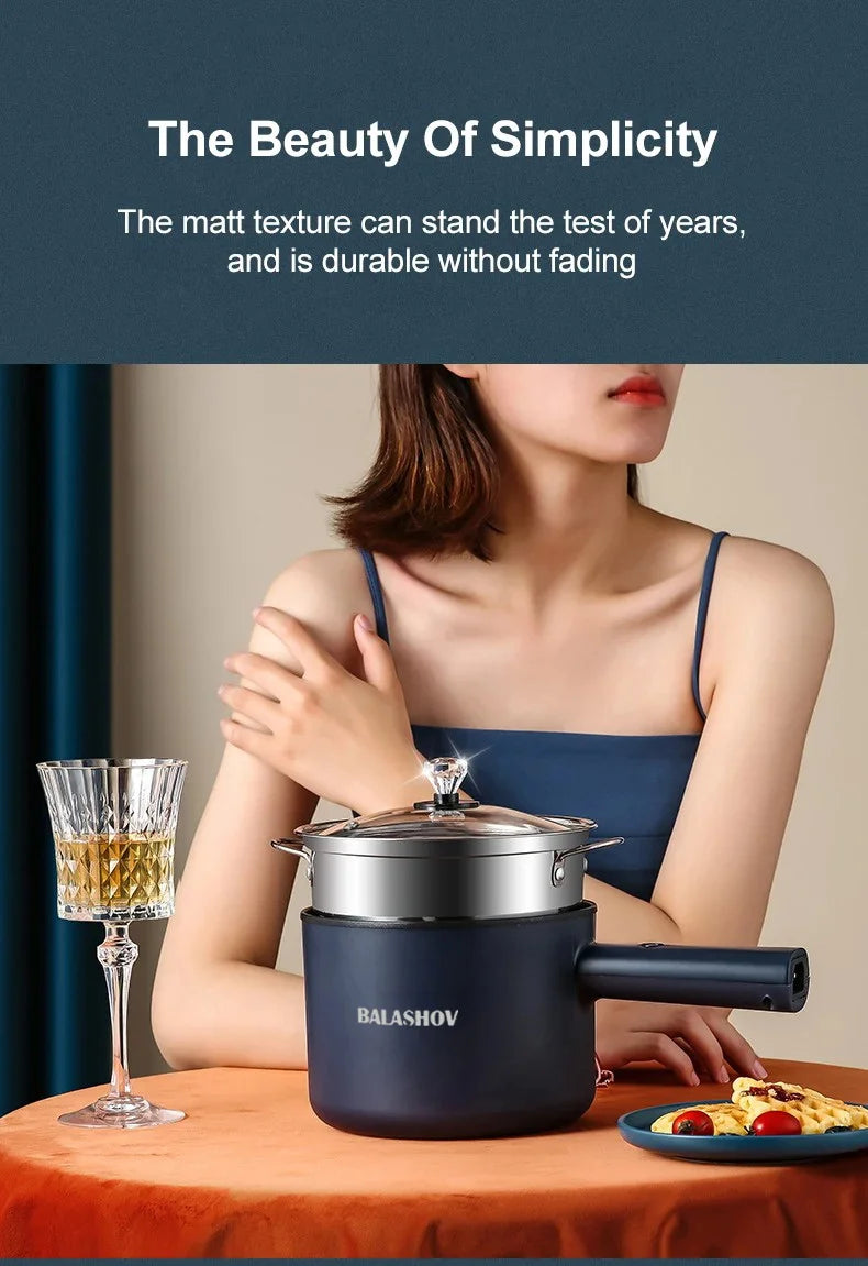 Mini Electric Cooker Multi-Function All-In-One Pot Single Double Layer Household Noodle Cooker Non-Stick Hot Pot Kitchen Tool