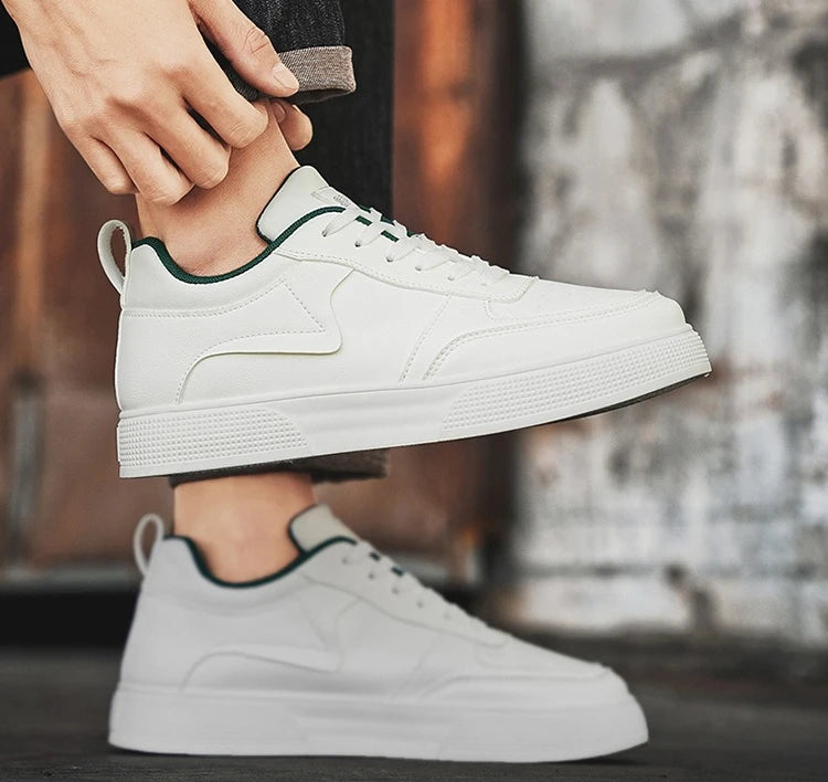 New plus size men's casual sports shoes versatile Korean version thick soled height increase white shoes student board shoes