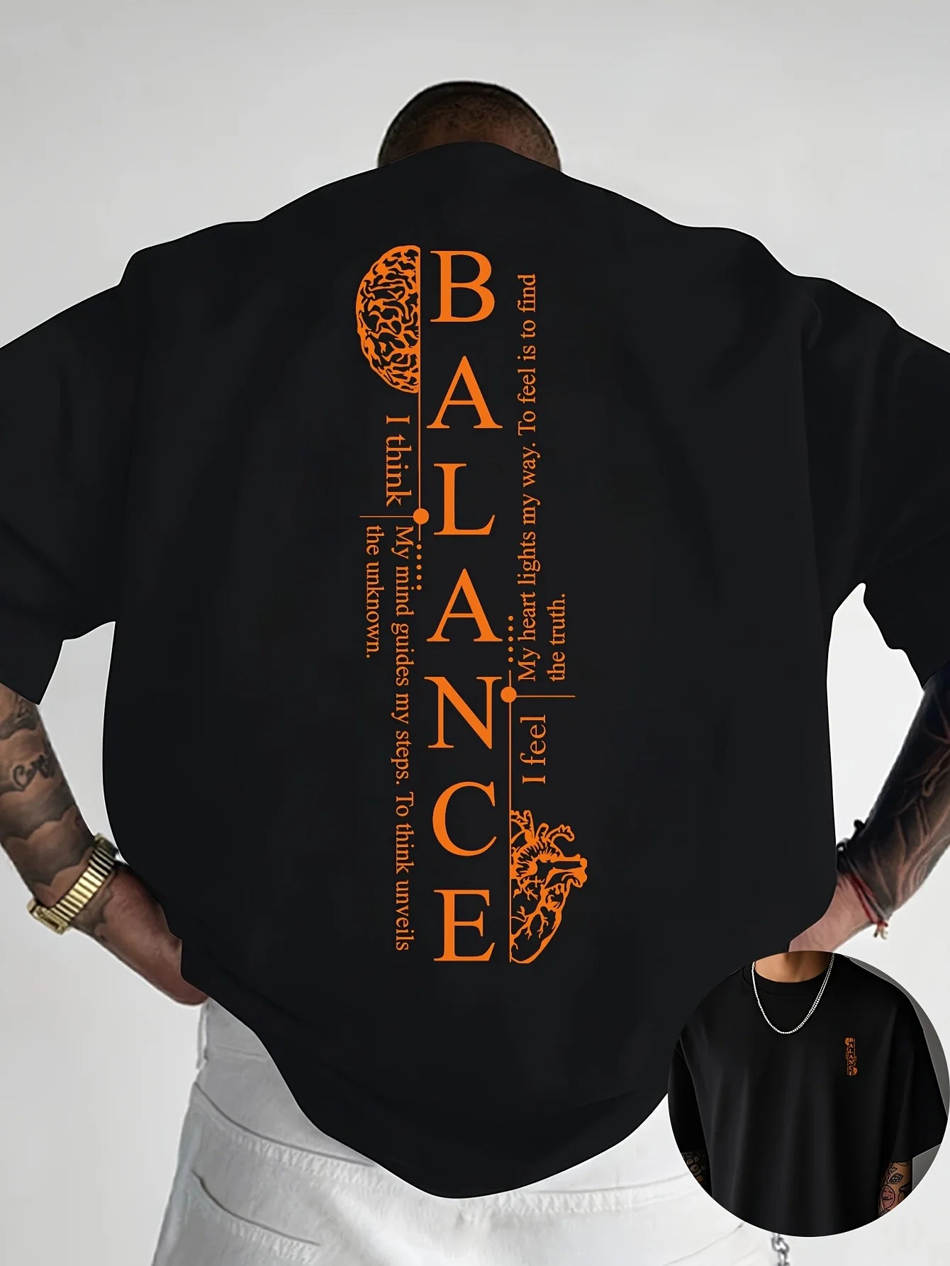 Vertical Red Balance Typography Print on Premium Soft 100% Cotton Mens T shirt Perfect for Summer Streetwear and Casual Vibe