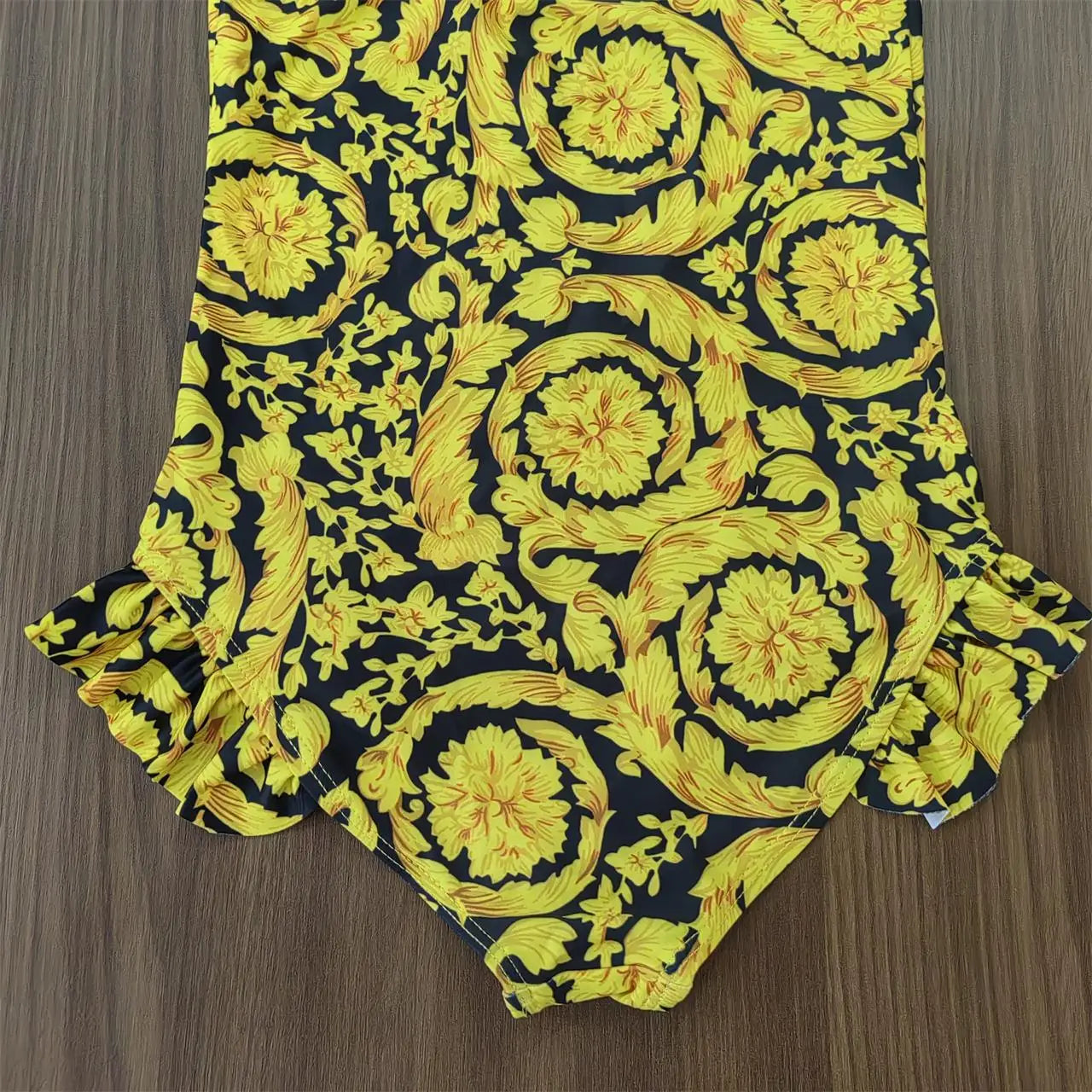 2025 Girl Swimsuit Summer golden flower bodysuit Special Offer Children's Swimsuit factory Wholesale