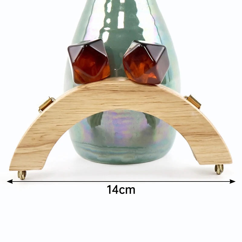 1Pc 14cm Mini Wooden Bag Handle Colored Beads Purse Frame Kiss Clasp Wallet Clourse Clip DIY Handmade Bracket Bags Accessories