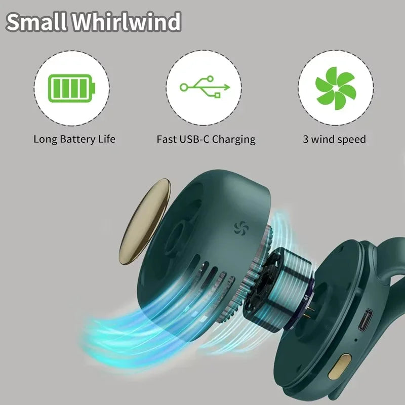Silent Mini Bladeless Fan Electric Small fan Clip on Shirt Waist Portable Mini Bladeless Fans 3-Speed For Outdoor 2026