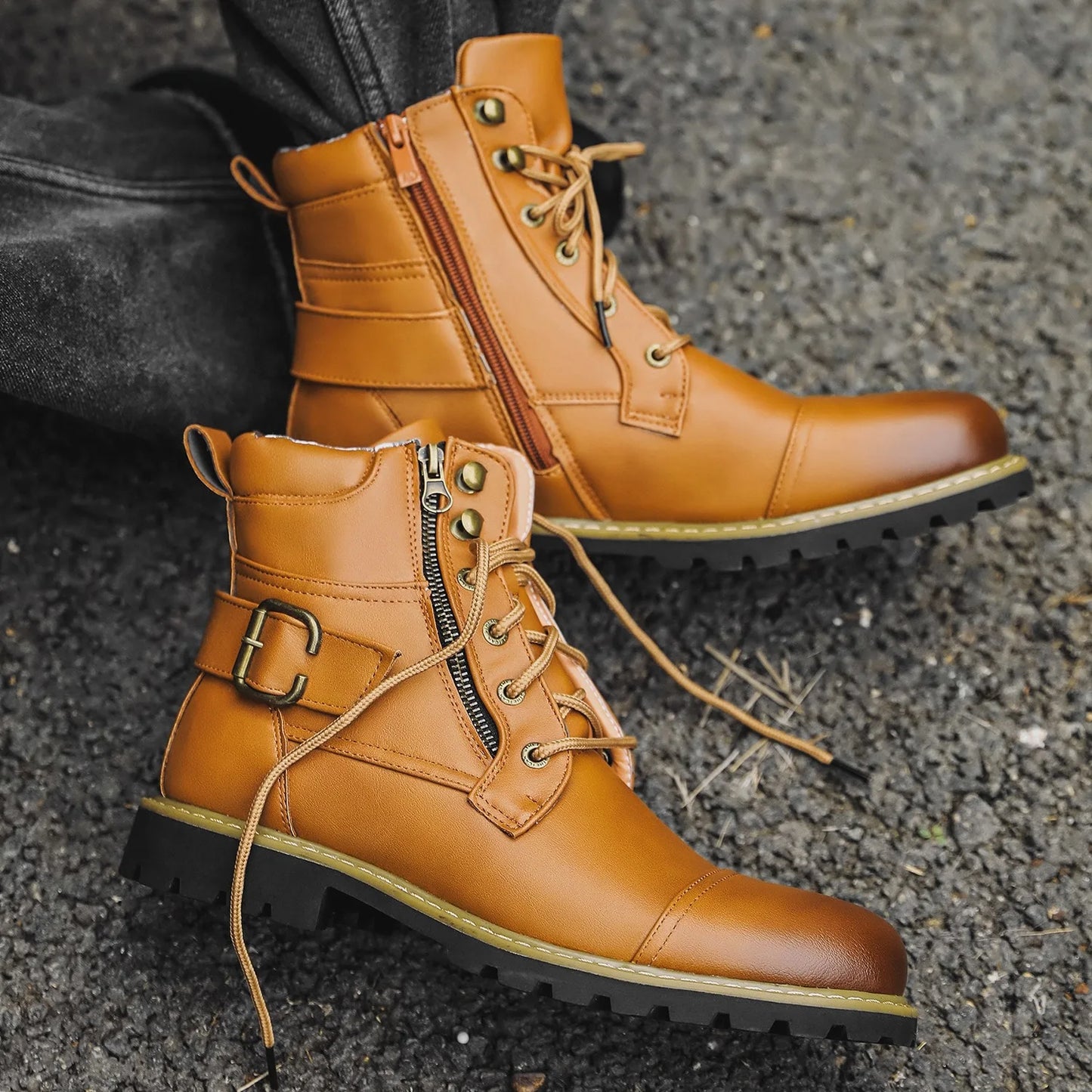 size 38-48 motorcycle boots men footwear man designer shoes ankle boots botines botas moto hombre botas casuales