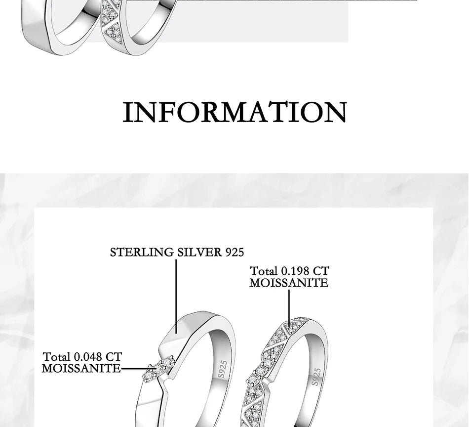PERFANY All Moissanite Ring for Women Men S925 Pure Silver Couple Ring Simple Wedding Fashion Jewelry Birthday Gift