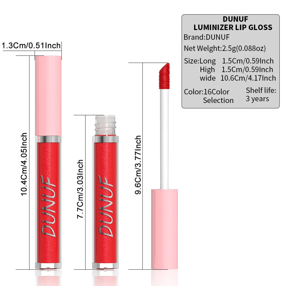 DUNUF High Quality Mirror Gloss Herorange Lipstick Lip Gloss Make-up Lightly Glass Moisturizing Plump Lip stick Lipgloss Gifts