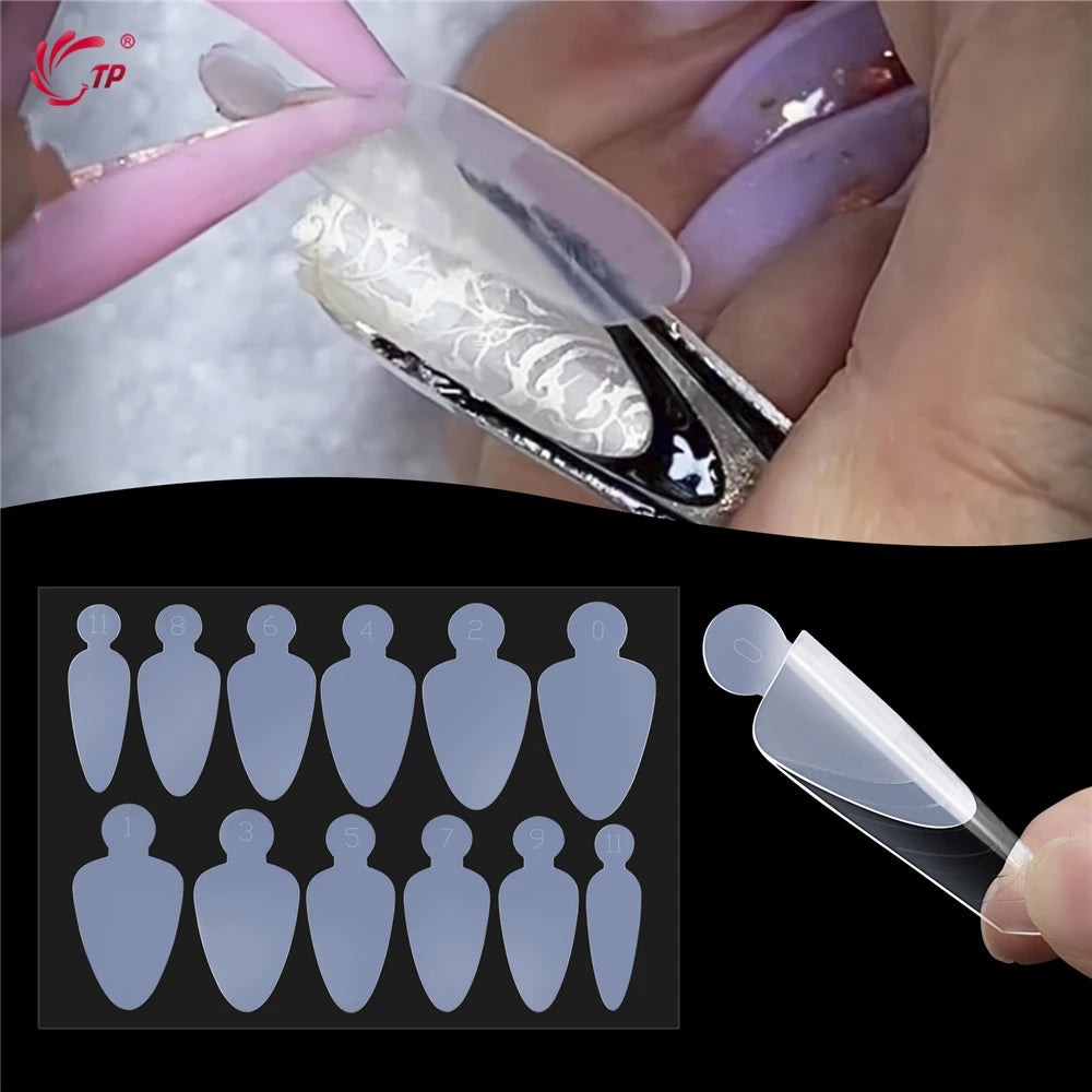 TP 24pcs French Dual Form Nail Silicone Pad for Nail Gel Polish Reusable Soft Top Mold Duet System Nail Forms Stickers Nail Tool