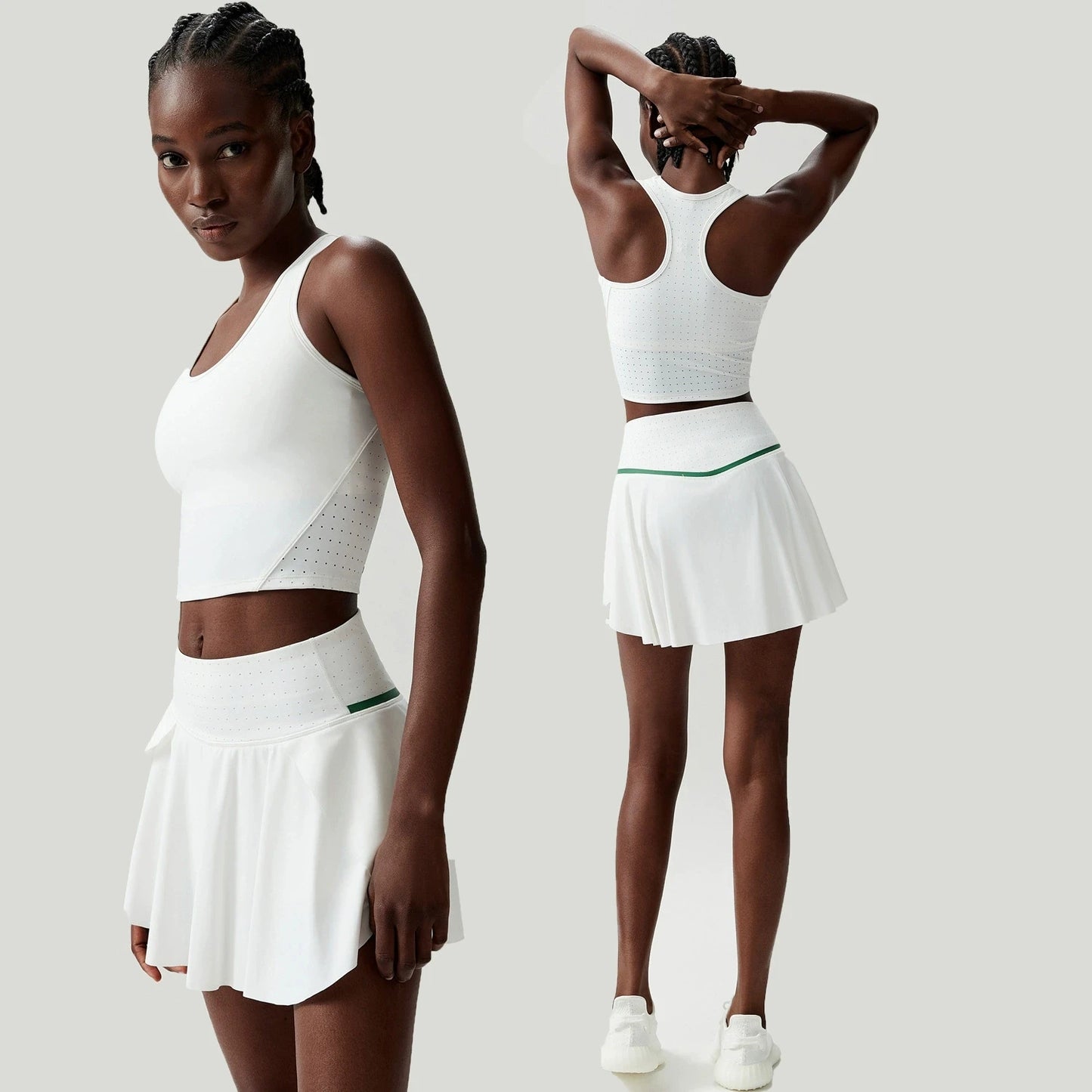 Tennis Skirt Set for Women Quick-drying Badminton Golf Sports Skirt Fitness Breathable Tank Top Bra Workout Pleated Skorts Suit