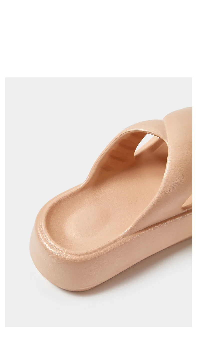 Litfun Women Sandals Soft Sole Slides Home Slippers Thick Bottom EVA Shoes Female Non-Slip Cross Sandals Outdoor Beach Flip Flop