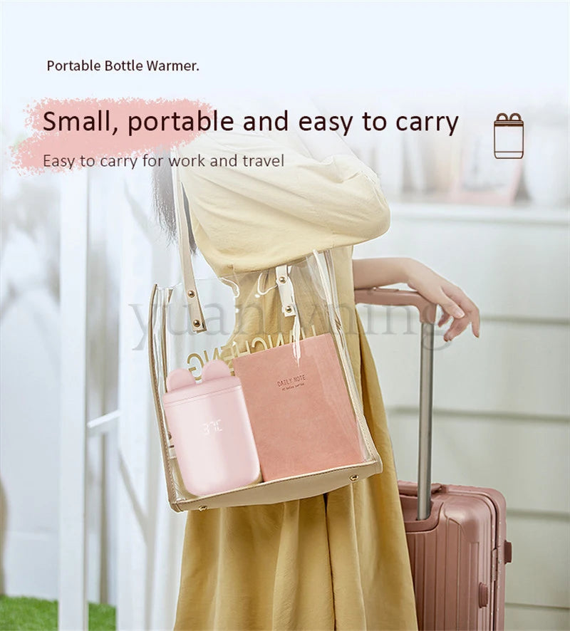 Portable Baby Bottle Warmer Wireless 8800mAh Fast Heating &Sterilizer Waterproof Breastmilk Warmer with 3 Adapters