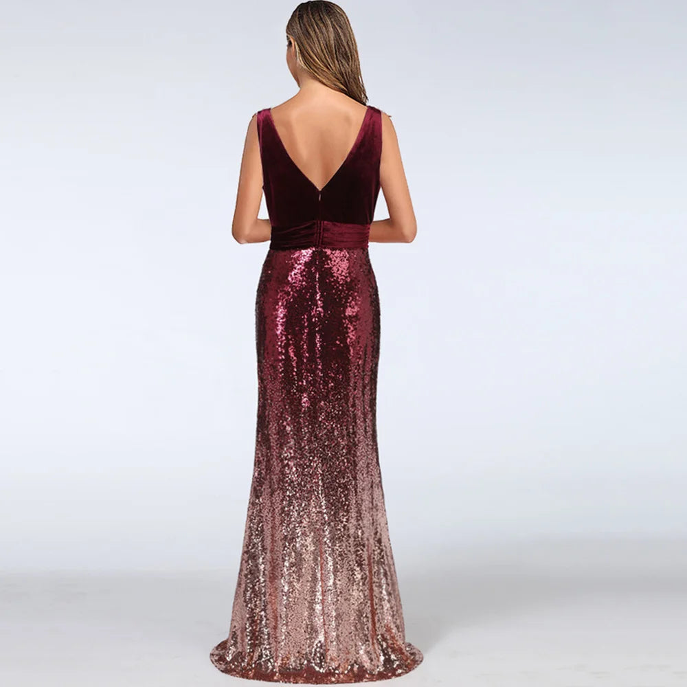 Sexy vintage Maxi Sequin cocktail Dress bridesmaid Prom Dresses for Women Casual Party Long sleeve club Bodycon Dress vestidos