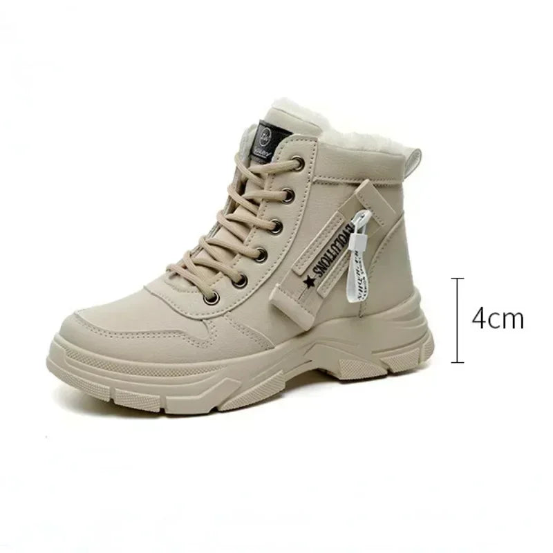 2025 New Winter Thick-soled Women Sneakers Warm Plus Velvet Cotton Shoes Large Size 42 Height-increasing Platform Women's Shoes