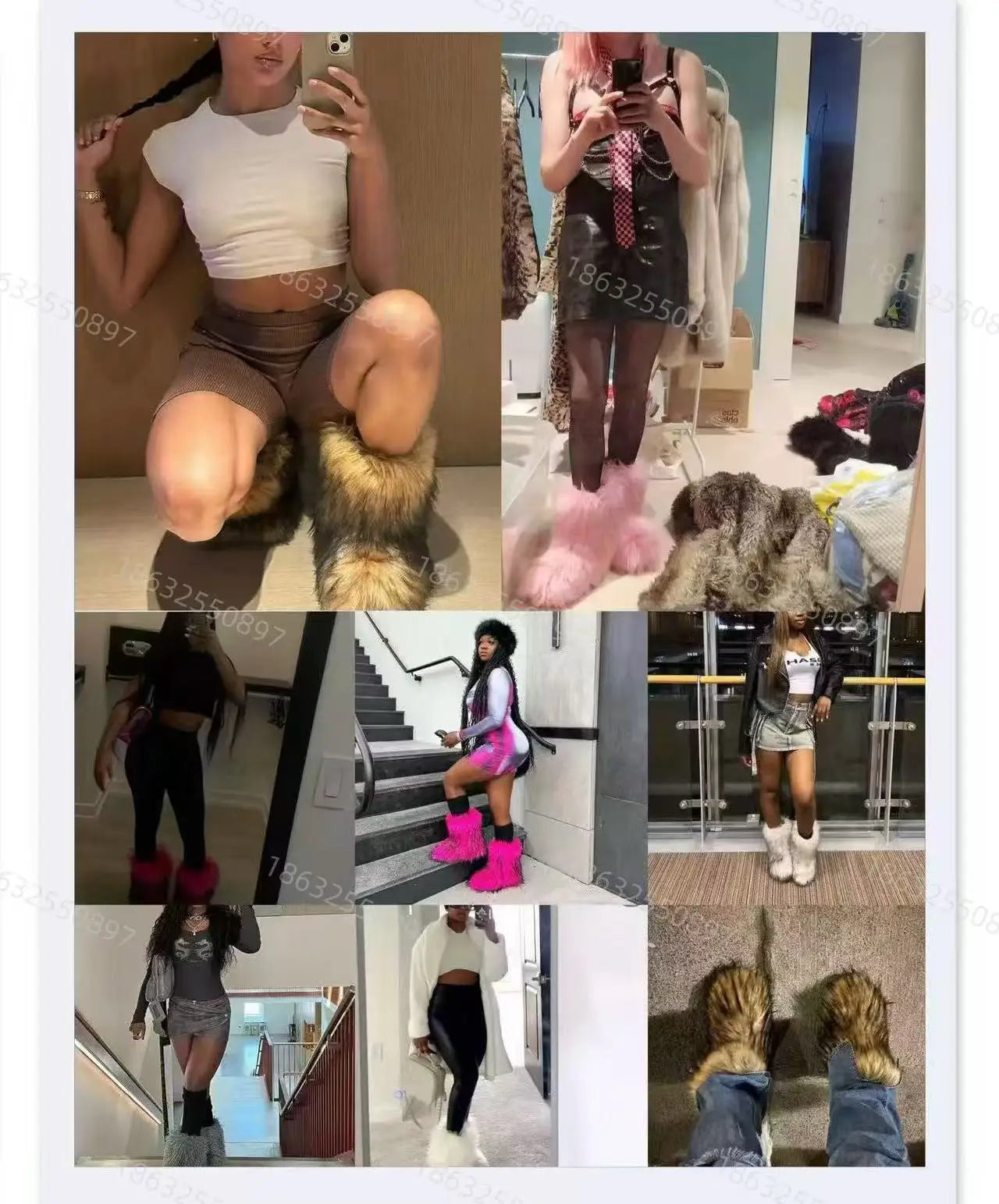 Y2K Kids Boots Winter Shoes New Faux Fur Toddler Girl Boots Fashion Colorful Fur Children Ankle Snow Boots Warm Shoes Girls