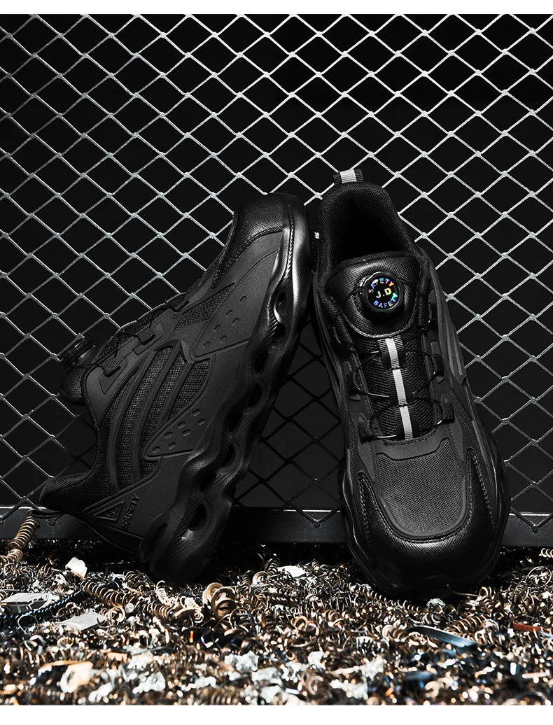 Rotating Button New Safety Shoes Men Anti-smash Anti-puncture Work Shoes Fashion Men Sport Shoes Security Protective Boots Men