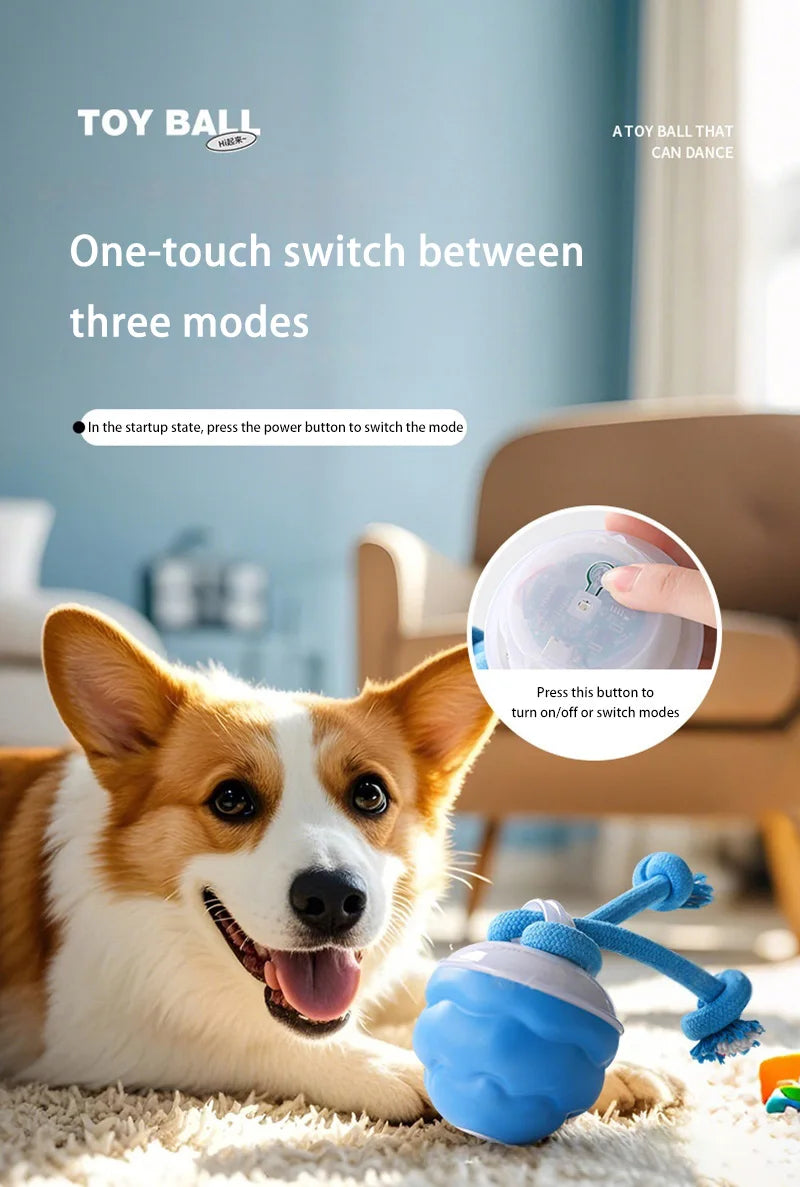 Smart Dog Toy Ball Electronic Interactive Pet Toy Moving Ball Rope USB Automatic Moving Bouncing for Puppy Chew Products
